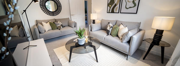 The front room living space of Eastlight's show home.